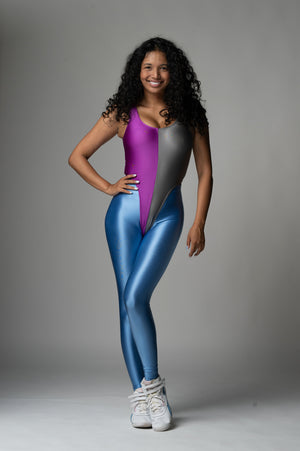 50/50 Bodysuit - Purple & Silver