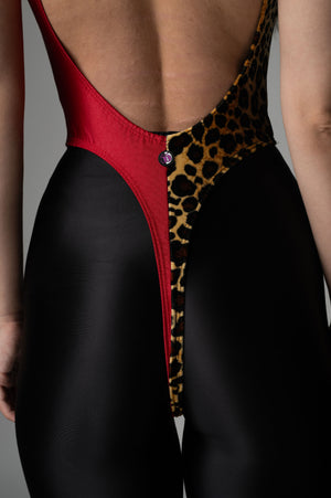 50/50 Bodysuit - Velvet & Leopard Red