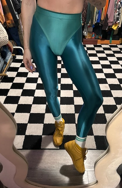 Turquoise leggings with colored briefs
