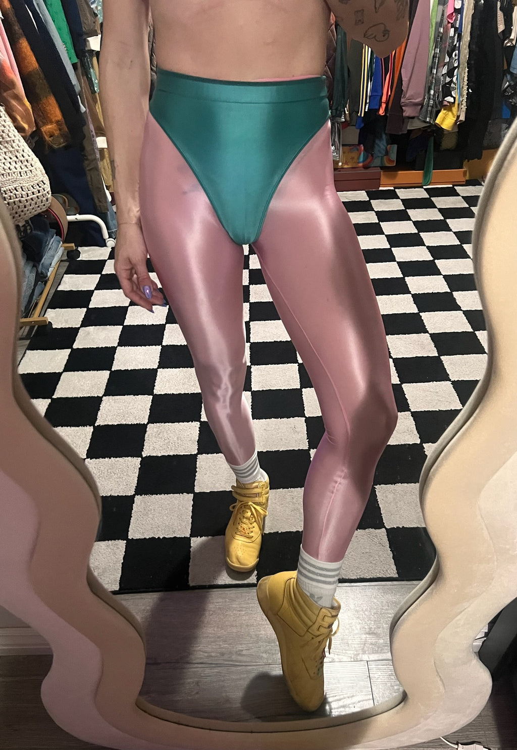 Cotton Pink leggings with colored briefs