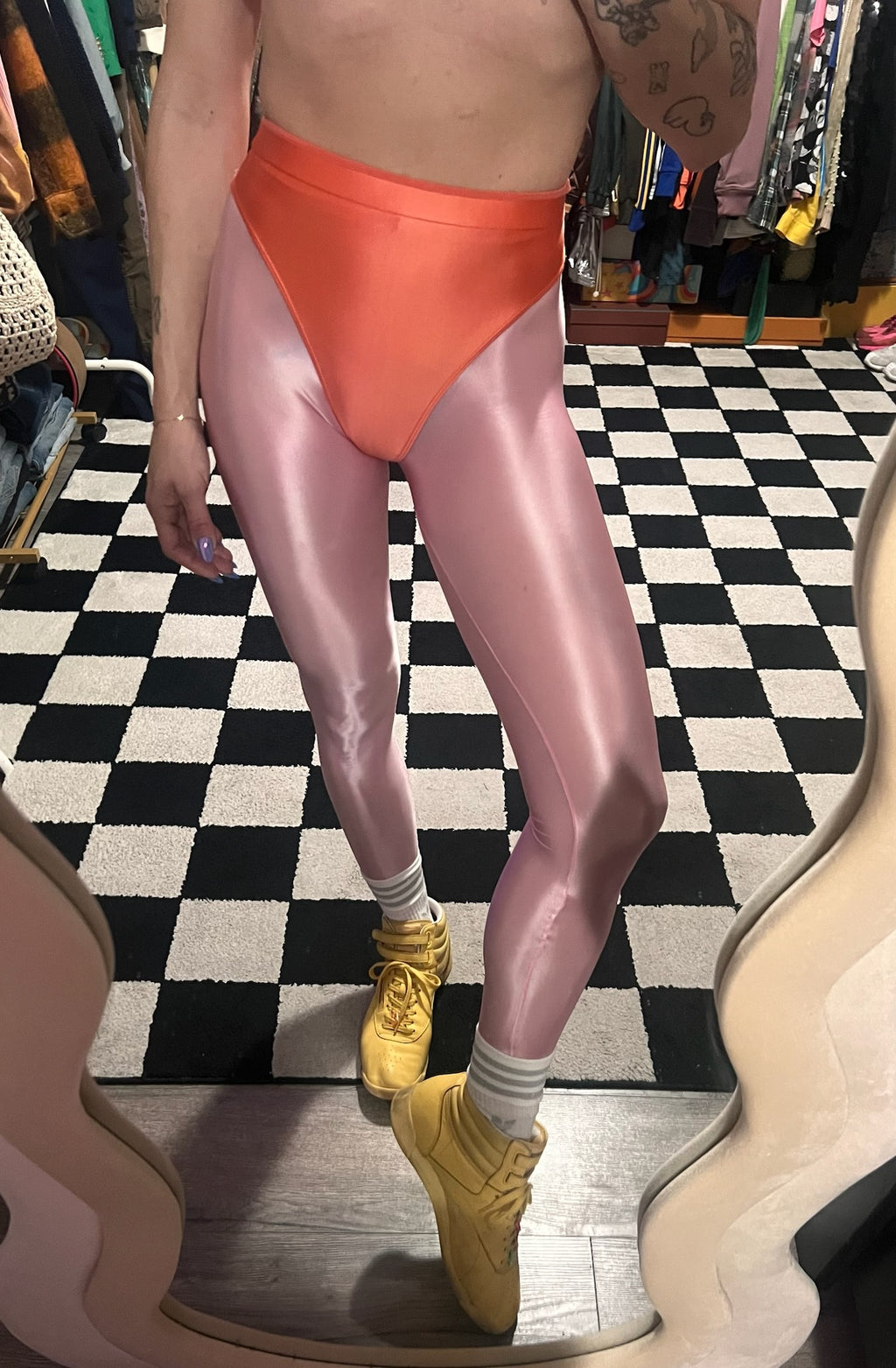 Cotton Pink leggings with colored briefs