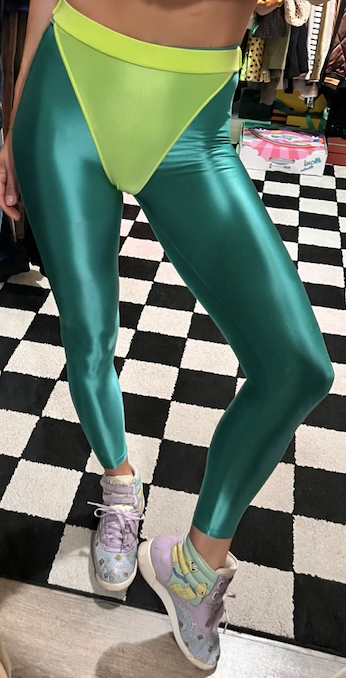 Green Day leggings with colored briefs