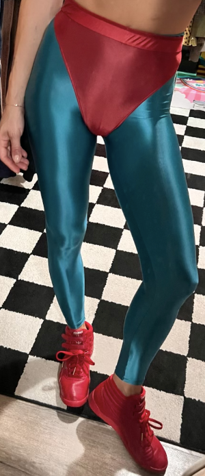 Turquoise leggings with colored briefs