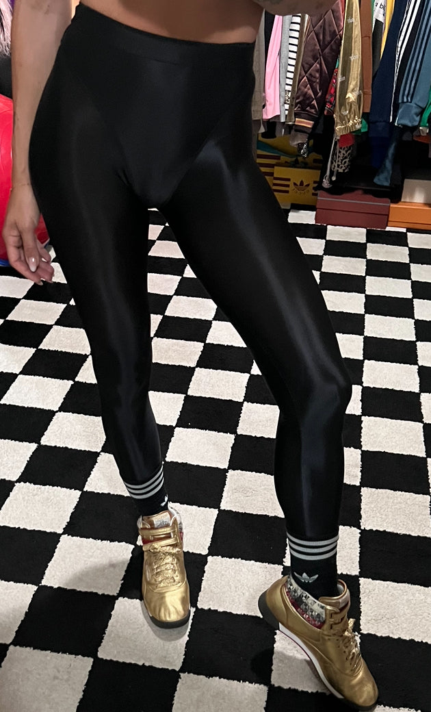 Shiny Black leggings with colored panties