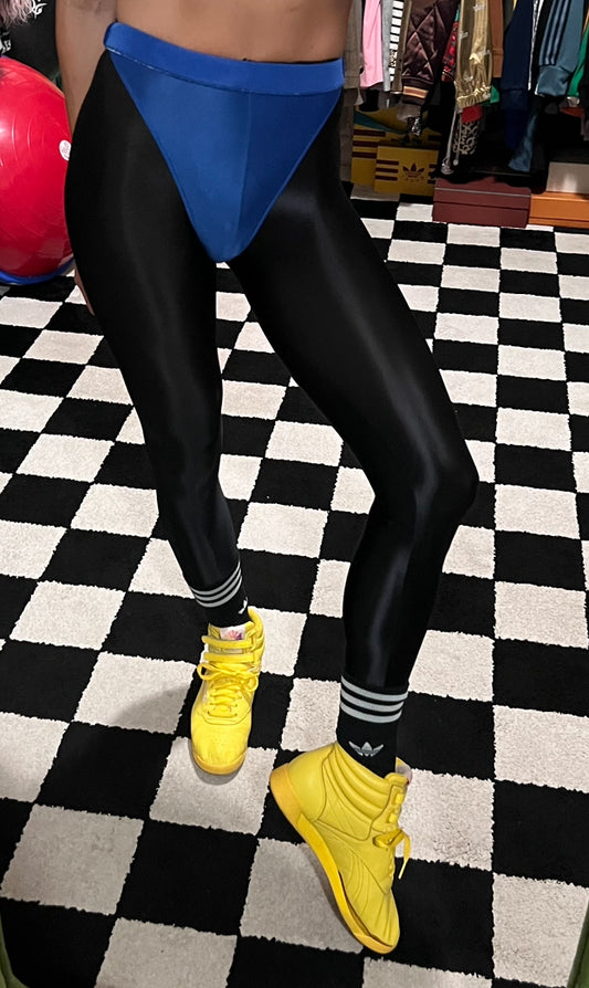 Shiny Black leggings with colored panties