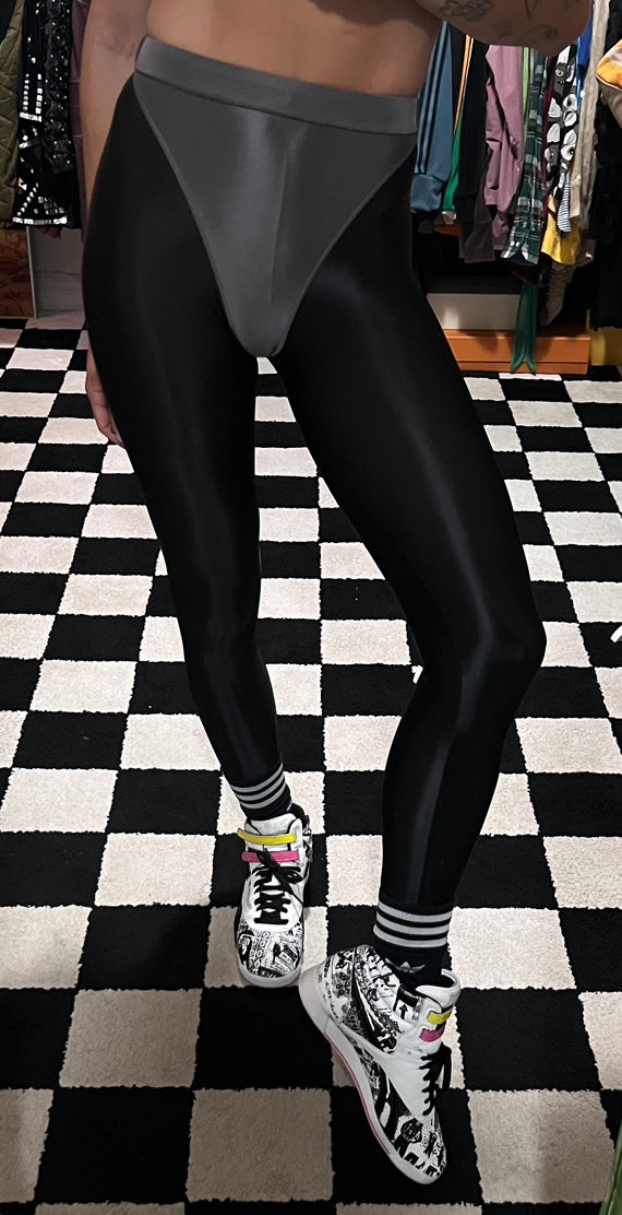 Shiny Black leggings with colored panties