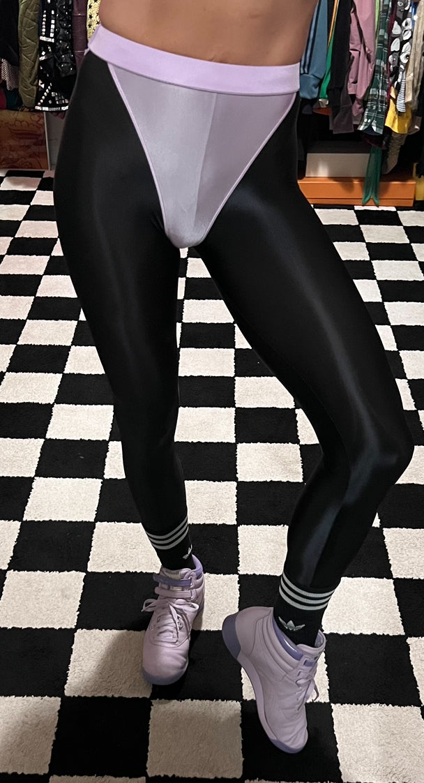 Shiny Black leggings with colored panties