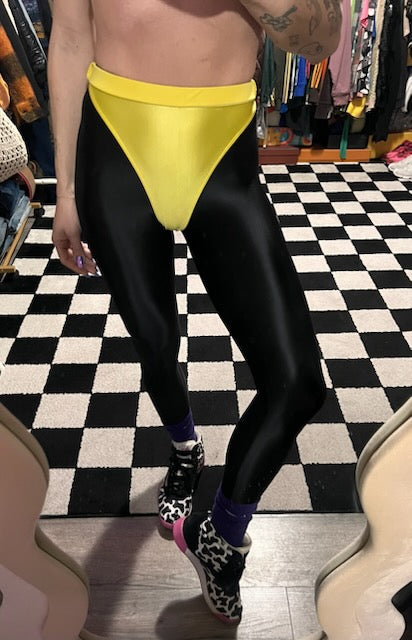 Shiny Black leggings with colored panties