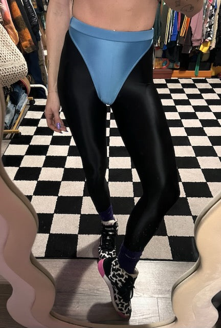 Shiny Black leggings with colored panties