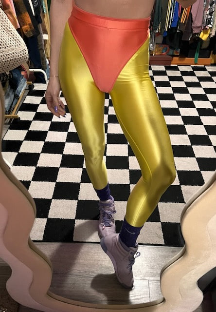 Yellow submarine leggings with colored briefs