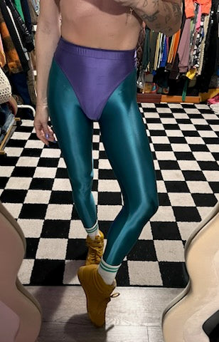 Turquoise leggings with colored briefs