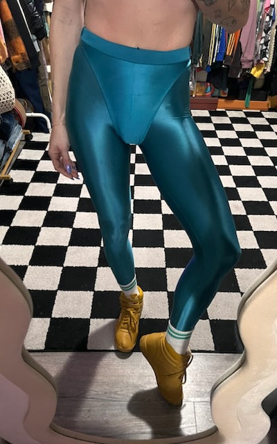 Turquoise leggings with colored briefs