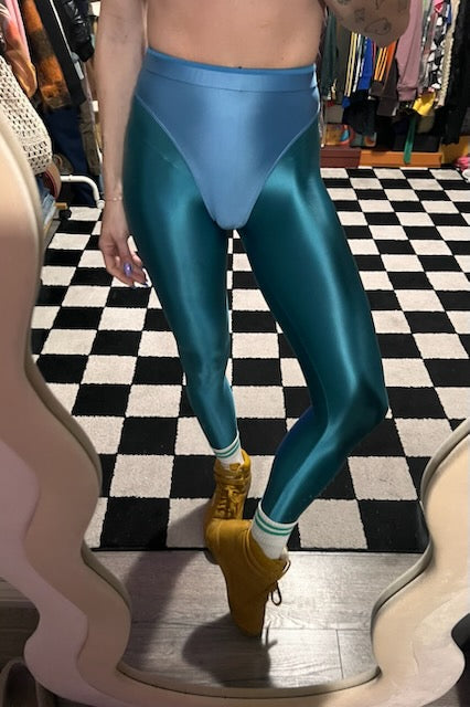 Turquoise leggings with colored briefs