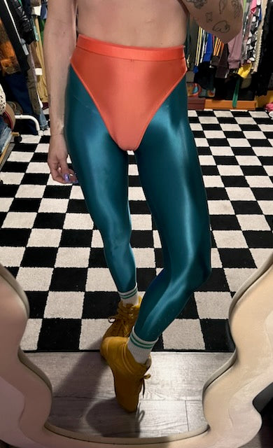 Turquoise leggings with colored briefs