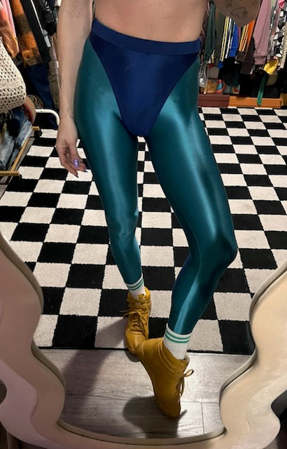 Turquoise leggings with colored briefs