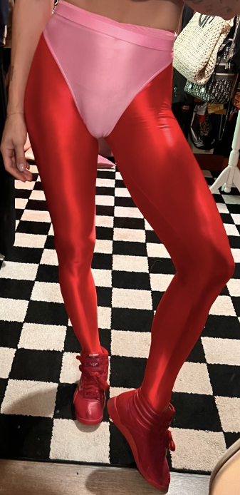 Dragon Red leggings with colored briefs