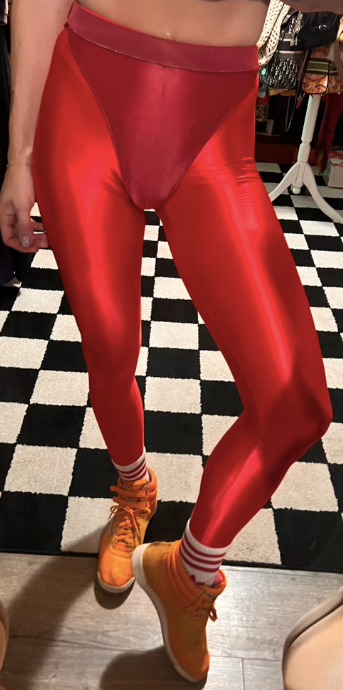 Dragon Red leggings with colored briefs
